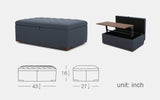 Dimension | Italian Leather | Fractus Modern Motion Storage Ottoman with Tray Table Desk | Mofit Home Furniture