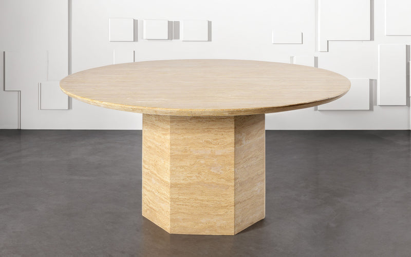 Opal Travertine Round Dining Table