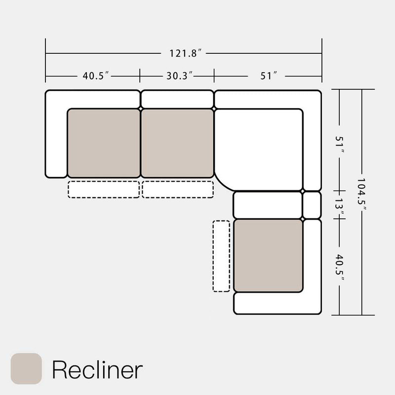 Narciso 5pc Modern Motion Reclining Sectional