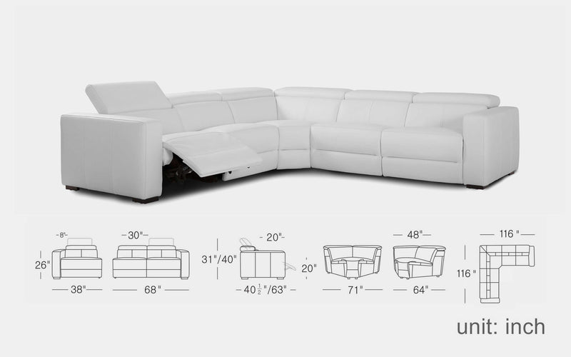 Jasmine 5pc Modern Motion Recliner