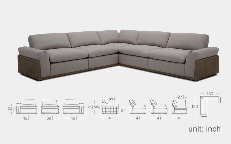 Notus 6pc Modern Motion Sectional Sofa